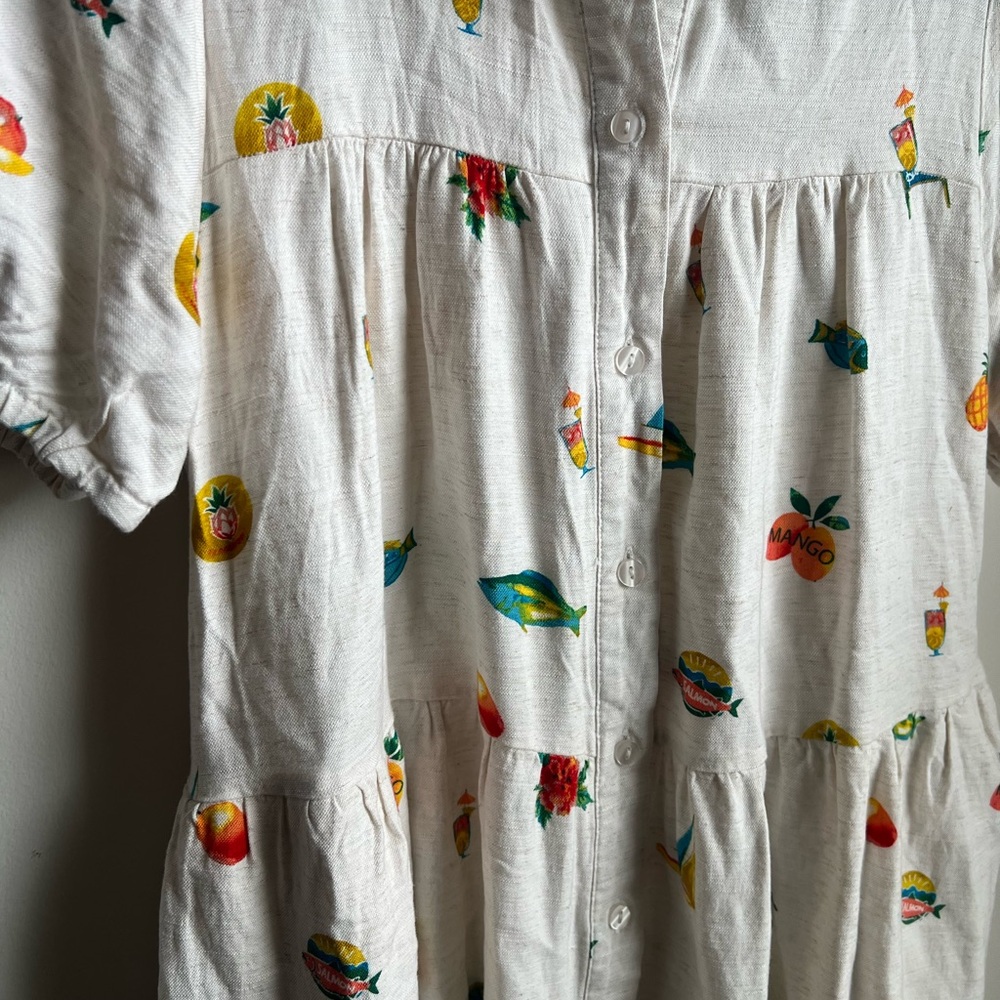 Jane and Delancey Size Small Linen Blend Tropical Sardine Dress